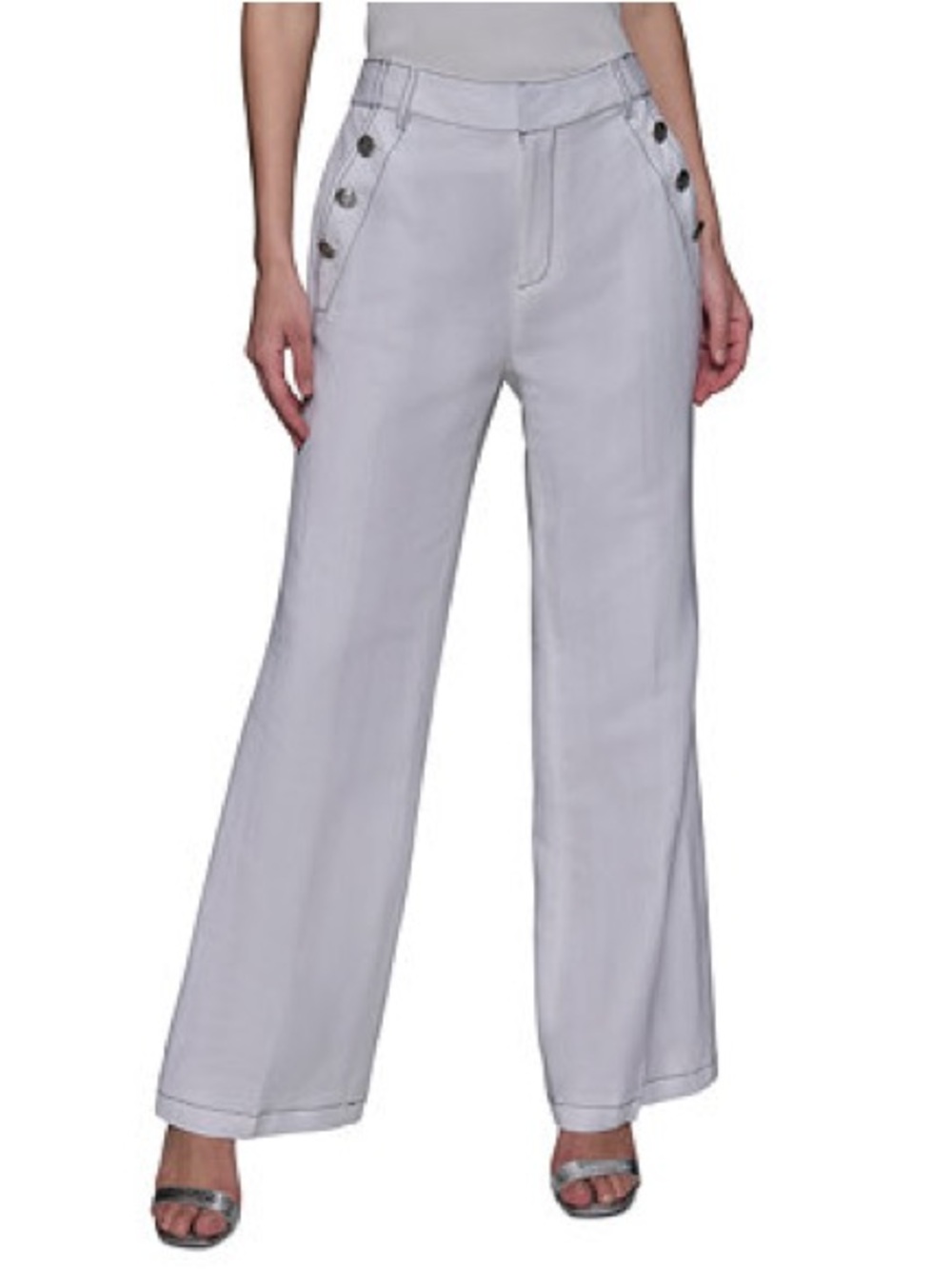 Karl Lagerfeld Linen Wide-Leg High-Waist Sailor Pant